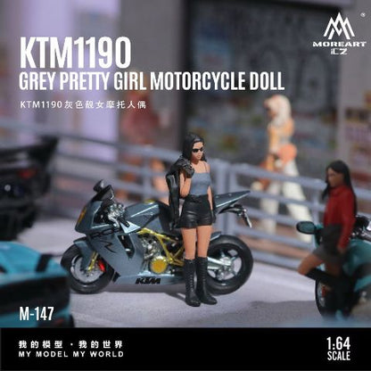 MO222147 MoreArt 1:64 KTM1190 Motorcycle with Female Figure Gray