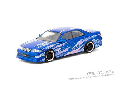 T64G-024-BL Tarmac Works 1:64 Toyota VERTEX Mark II JZX100 Blue Metallic model car