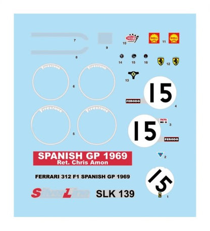 [ Pre-order ] Tameo Kit 1:43 Ferrari 312 F1 Spain GP 1969 C. Amon #15 White Metal Kit Model