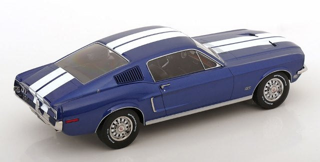 [ Pre-order ] KKDC181394 KK scale 1:18 Ford Mustang GT Fastback 1968 Blue Metallic/White