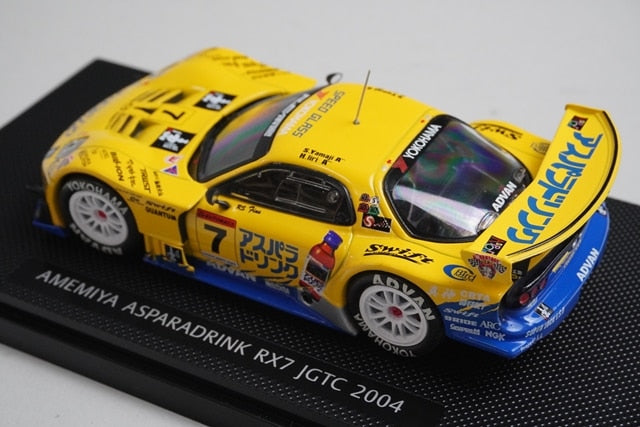 1:43 EBBRO 43707 Mazda Amemiya Asparagus Drink RX7 JGTC 2004 #7 Yellow model car