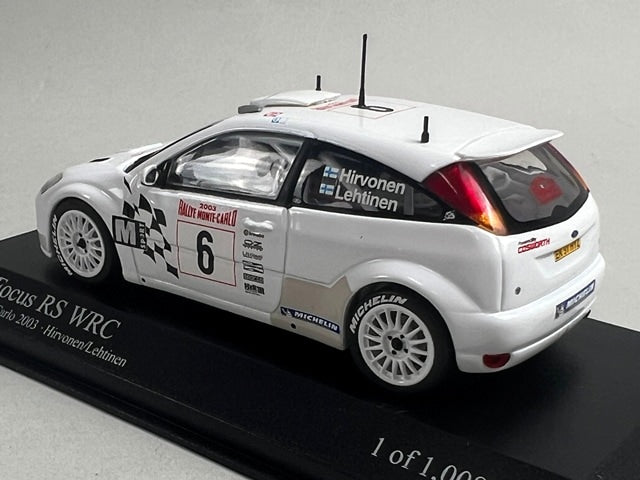 1:43 MINICHAMPS 430038906 Ford Focus RS WRC Monte Carlo Rally 2003 #6 M. Hirvonen J. Lehtinen model car