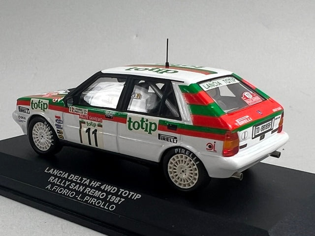1:43 ixo SCR003 LANCIA DELTA HF 4WD TOTIP SAN REMO RALLY 1987 #11 A. Fiorio L. Pirola model car