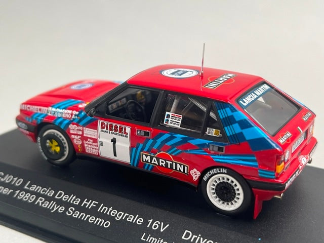 1:43 ixo LCJ010 Lancia Delta HF Integrale 16V Sanremo Rally 1989 #1 M. Biasion model car