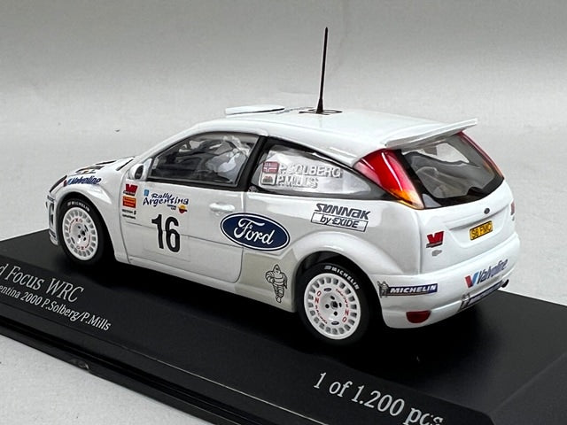 1:43 MINICHAMPS 430008916 Ford Focus WRC Argentina Rally 2000 #16 P. Solberg P. Mills model car