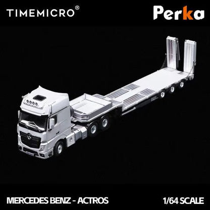 TM646731 TimeMicro & Perka 1:64 Mercedes-Benz Flatbed Transporter Truck, White