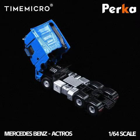 TM646733 TimeMicro & Perka 1:64 Mercedes-Benz Flatbed Transporter Truck, Blue