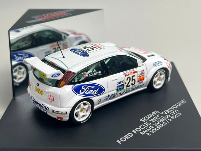 1:43 VITESSE SKM098 Ford Focus WRC Valvoline SANREMO Rally 1999 #25 P. Solberg P. Mills model car