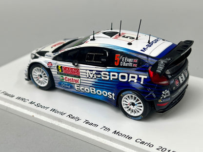 1:43 Spark S4505 Ford Fiesta WRC M-Sport World Rally Team Monte Carlo 2015 #5 E. Evans D. Barritt model car