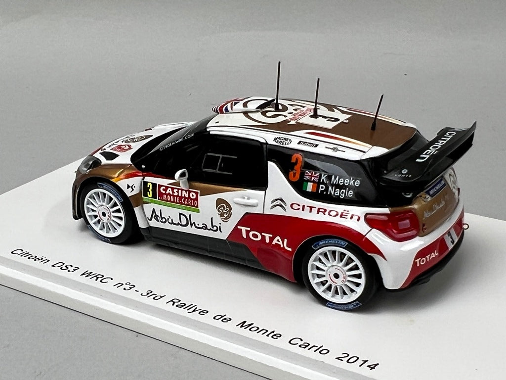 1:43 Spark S3788 Citroen DS3 WRC MONTE CARLO Rally 2014 #3 K. Meek P. Nagel model car