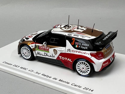 1:43 Spark S3788 Citroen DS3 WRC MONTE CARLO Rally 2014 #3 K. Meek P. Nagel model car
