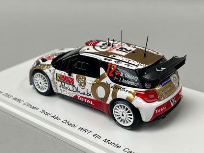 1:43 Spark S4508 DS3 WRC Citroen Total Abu Dhabi WRT Monte Carlo 2015 #12 M. Ostberg J. Andersson model car