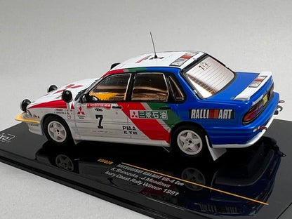 1:43 ixo KBI029 Mitsubishi Galant VR-4 Evo Ivory Coast Rally 1991 #7 Kenjiro Shinozuka J. Meadows model car