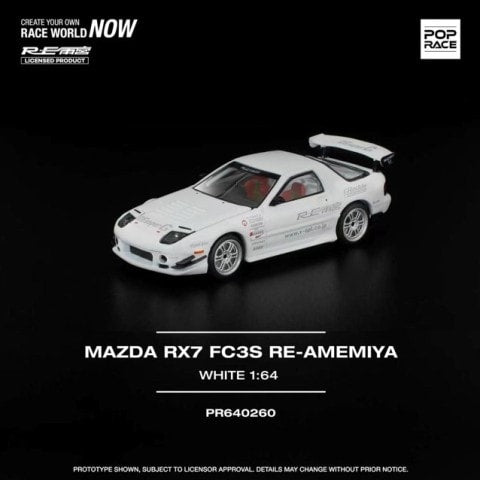 [ Pre-order ] PR640260 POP RACE 1:64 Mazda Amemiya RX7 FC3S RE-AMEMIYA White