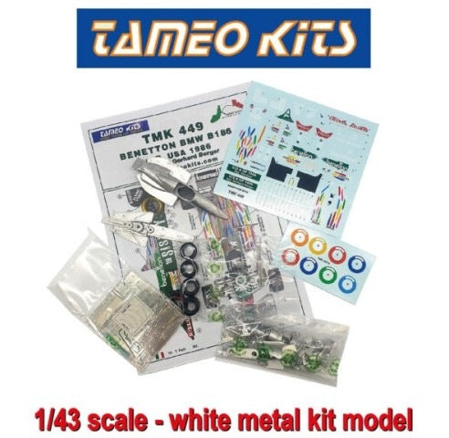 [ Pre-order ] TMK 449 Tameo Kit 1:43 BMW BENETTON BMW B186 USA U.S.A. GP 1986 G. Berger - T. Fabi white metal kit model