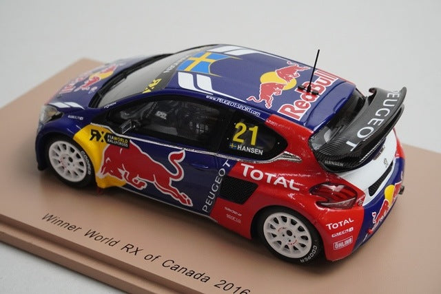 1:43 Spark S5194 Peugeot 208 WRX World RX Canada 2016 #21 T. Hansen model car