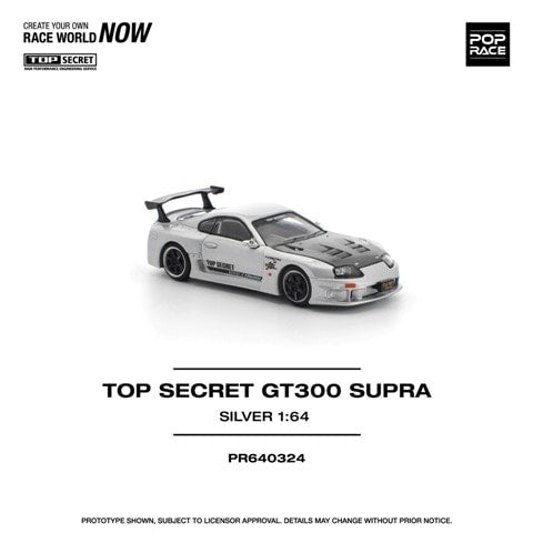 [ Pre-order ] PR640324 POP RACE 1:64 Toyota Supra TOP SECRET GT300 SUPRA SILVER