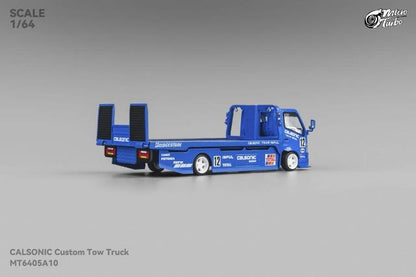 Micro Turbo 1:64 Nissan Flatbed Transport Trailer Metallic Blue model car