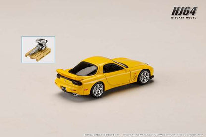 [ Pre-order ] HJ647007AY Hobby Japan 1:64 Mazda RX-7 (FD3S) TYPE R Bathurst R with engine display model, Sunburst Yellow