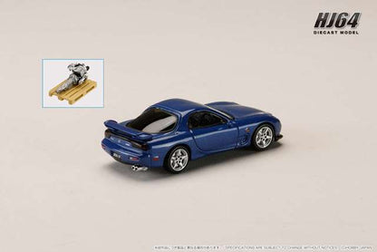 [ Pre-order ] HJ647007BBL Hobby Japan 1:64 Mazda RX-7 (FD3S) TYPE R Bathurst with engine display model Innocent Blue Mica