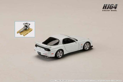 HJ647007BW Hobby Japan 1:64 Mazda RX-7 (FD3S) TYPE R Bathurst with Engine Display Model, Pure White