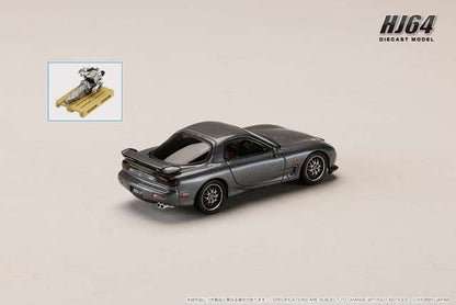 [ Pre-order ] HJ646007GM Hobby Japan 1:64 Mazda RX-7 (FD3S) SPIRIT R TYPE A with engine display model, titanium gray metallic