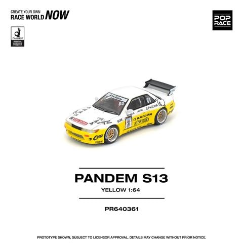 [ Pre-order ] PR640361 POP RACE 1:64 S13 Silvia Pandem Rocket Bunny Yellow-White #84