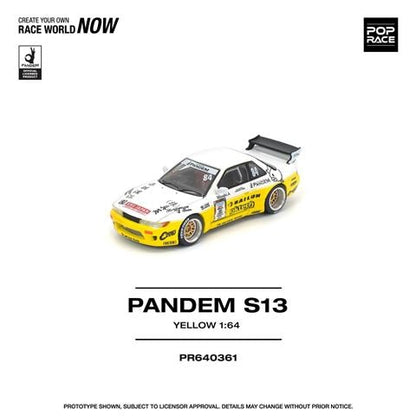 [ Pre-order ] PR640361 POP RACE 1:64 S13 Silvia Pandem Rocket Bunny Yellow-White #84