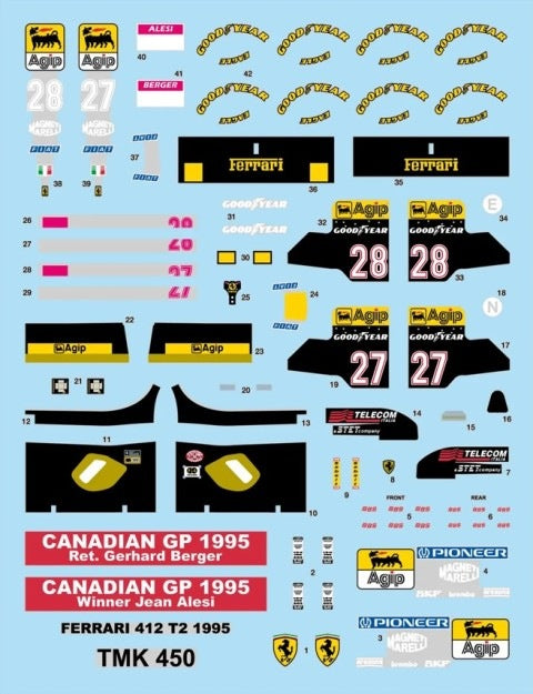 [ Pre-order ] TMK 450 Tameo Kit 1:43 Ferrari 412 T2 F1 Canadian GP 1995 J. Alesi / G. Berger