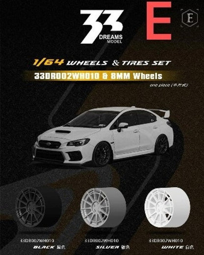 33DR002WH010-WH 33 Dreams 1:64 Tire & Wheel Set White E-010W