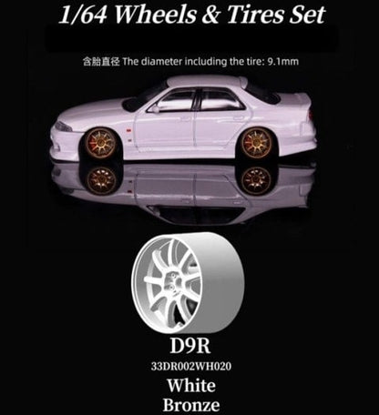 33DR002WH020BL 33DREAMS x 90 Studio 1:64 Tire & Wheel Set Work D9R Bronze
