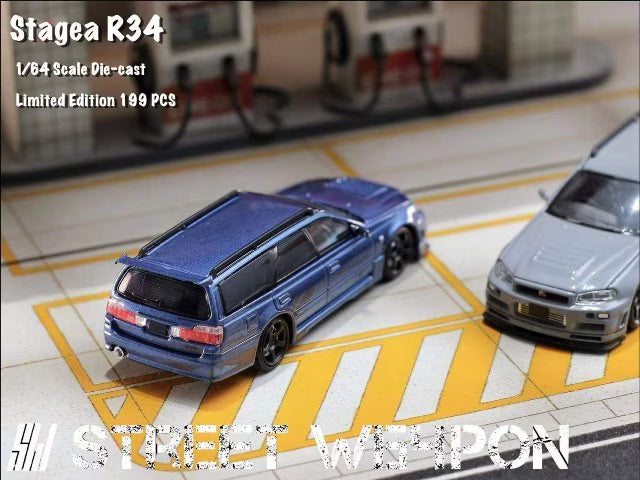Street Weapon 1:64 Nissan Stagea R34 GT-R Wagon metallic blue