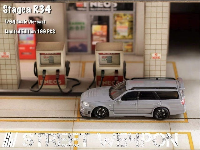 Street Weapon 1:64 Nissan Stagea Modified STAGEA R34 GT-R Wagon cement gray