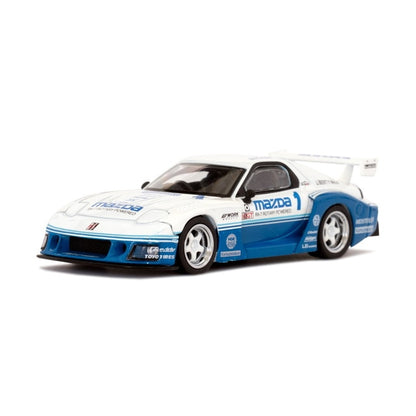 MC198-WHBL TSM MINI-GT 1:64 Mazda RX-7 LB-Super Silhouette White x Blue LBWK blister pack