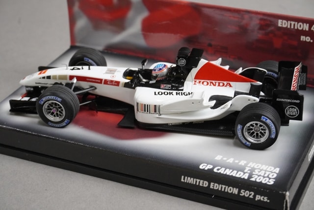 1:43 MINICHAMPS 400050074C BAR Honda Canadian GP 2005 #4 Takuma Sato Promo