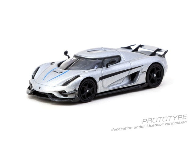 T64G-TL017-SL Tarmac Works 1:64 Koenigsegg Regera Silver Metallic / Blue Accents