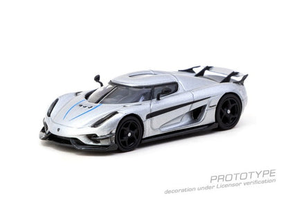 T64G-TL017-SL Tarmac Works 1:64 Koenigsegg Regera Silver Metallic / Blue Accents