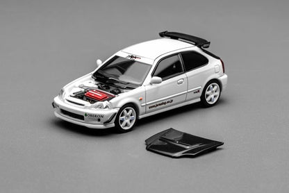 [ Pre-order ] M65029 MOTORHELIX 1:64 Honda Civic TYPE R (EK9) J's Racing Livery White