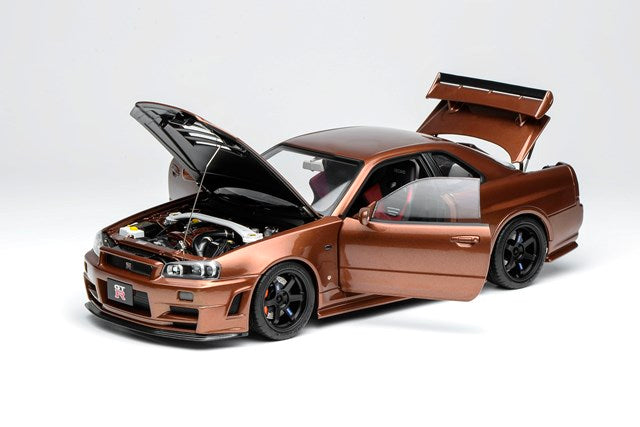 M83414 MOTORHELIX 1:18 Nissan Skyline GT-R R34 Customised Version Metal Bronze model car