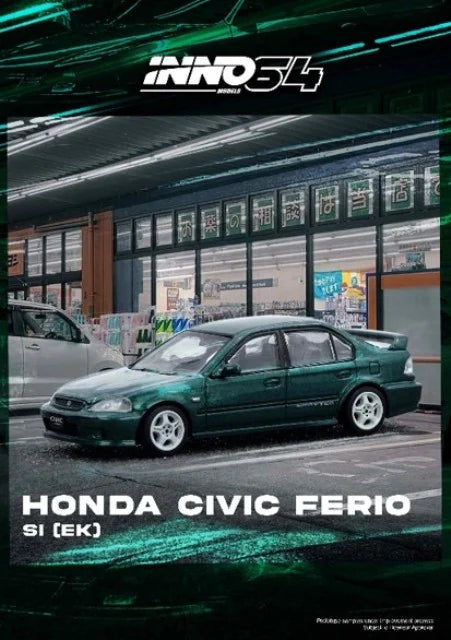 IN64-EKS-GREEN INNO Model 1:64 Honda Civic Ferio Si (EK) Green