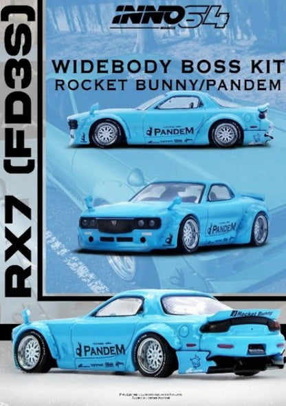 IN64-RX7FDP-TIFBLU INNO MODELS 1:64 Mazda RX-7 (FD3S) "PANDEM ROCKET BUNNY" Tiffany Blue