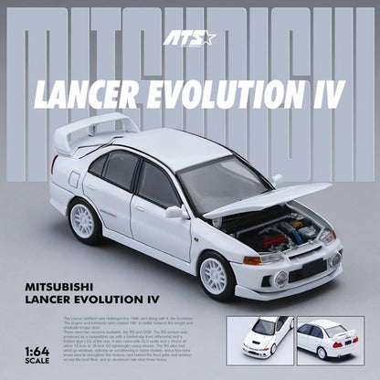 [ Pre-order ] ATS881001 ATS 1:64 Mitsubishi Lancer Evolution IV White with Opening and Closing Hood