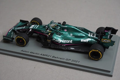 1:43 Spark S7673 Aston Martin AMR21 Bahrain GP 2021 #18 L. Stroll model car