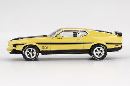 MGT01139-BL TSM MINI-GT 1:64 Ford Mustang Mach 1 1971 Grabber Yellow (Left-Hand Drive) *Blister Pack
