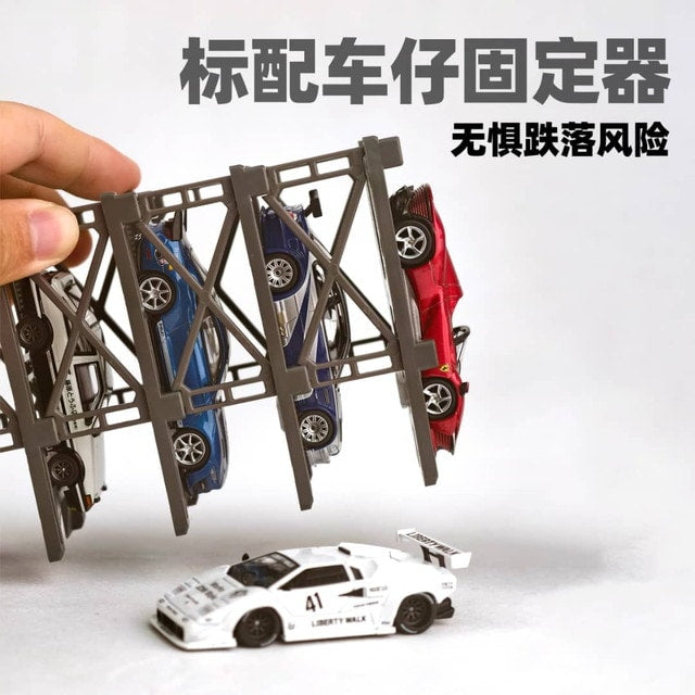 Pitbox 1:64 Diorama 10-Bay Parking Rack Grey Packing Size: 50 x 100 x 150mm