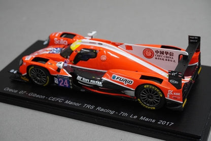 1:43 SPARK S5811 Oreca 07 Gibson CEFC Manor TRS Racing Le Mans 7th 2017 #24 model car