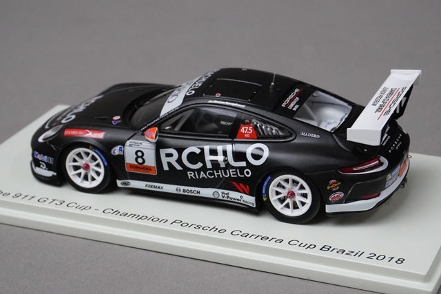 1:43 SPARK S8502 Porsche 911 GT3 Carrera Cup Brazil Champion 2018 #8 model car