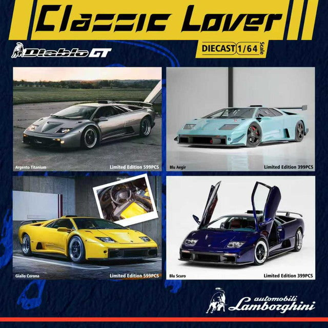 [ Pre-order ] Stance Hunters SH x Classic Lover 1:64 Lamborghini Diablo GTR Giallo Corona