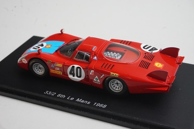 1:43 SPARK S4368 Alfa Romeo 33/2 Le Mans 6th place 1968 #40 M. Casoni G. Biscardi model car