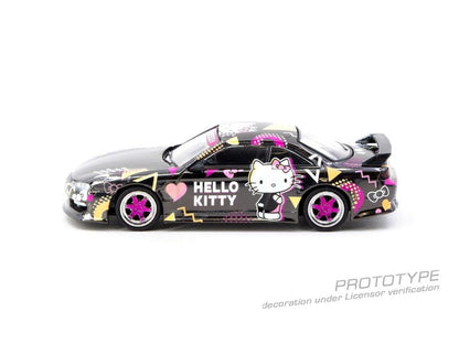 [ Pre-order ] T64G-018-HK Tarmac Works × Mijo 1:64 Nissan Vertex Nissan Silvia (S14) Sanrio Hello Kitty BLACK CHROME